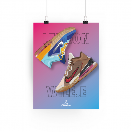 Poster Nike LeBron 18 Low Wile E. vs Roadrunner Space Jam | La Sneakerie
