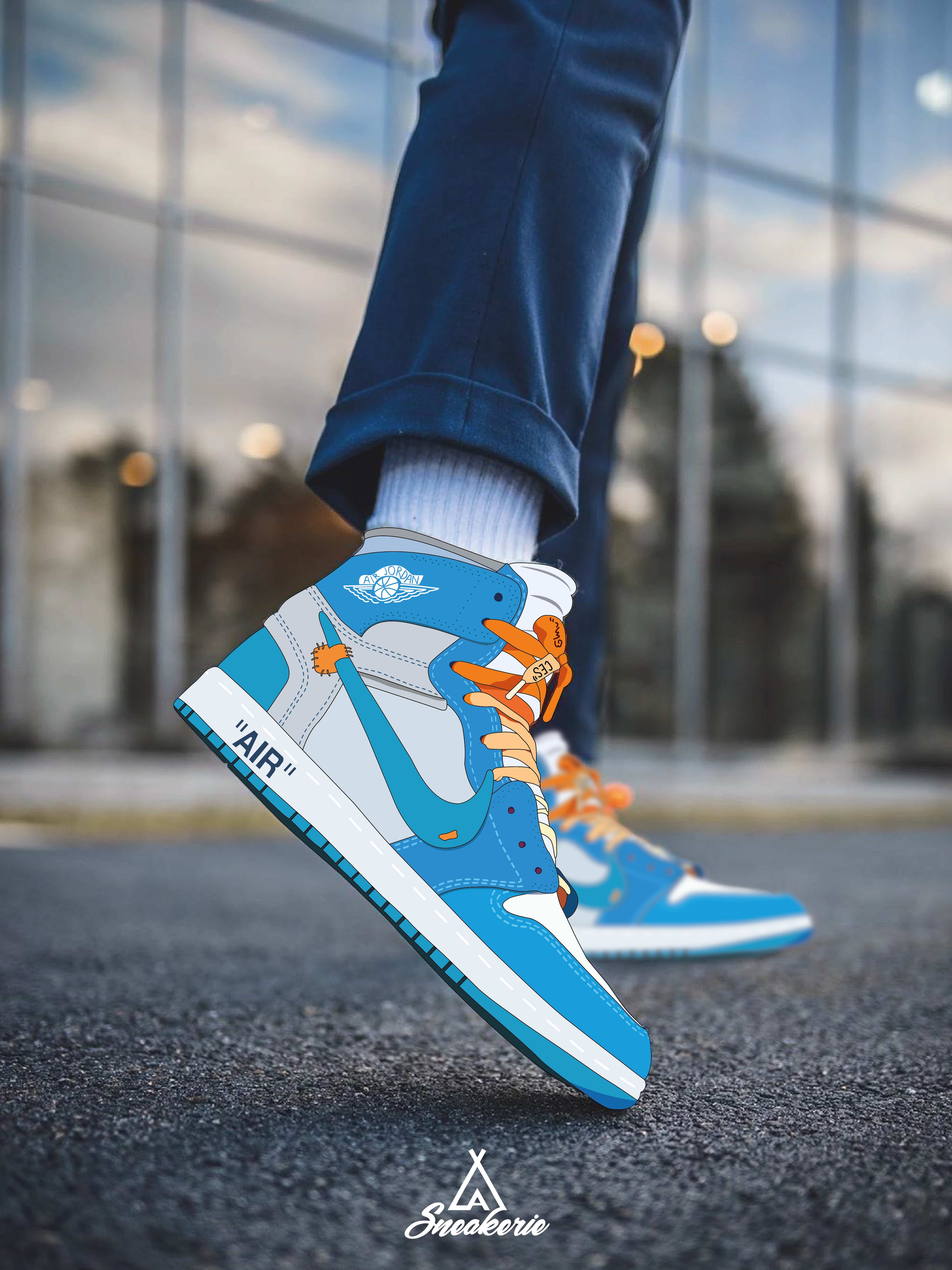 Cadre Nike Air Jordan 1 Retro High Off White University Blue