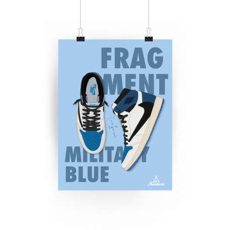 Poster Nike Air Jordan 1 Retro High OG SP Travis Scott Fragment Military Blue | La Sneakerie