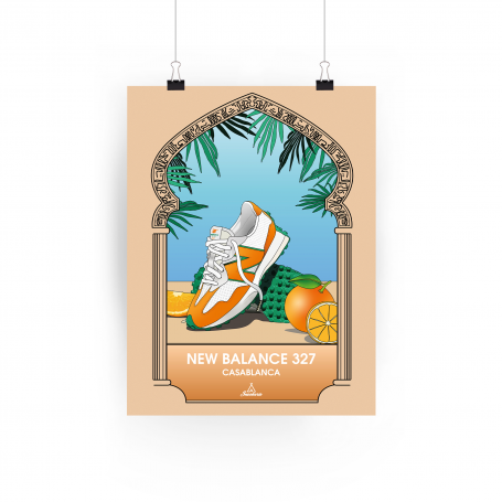 New Balance 327 Casablanca Orange Poster | La Sneakerie