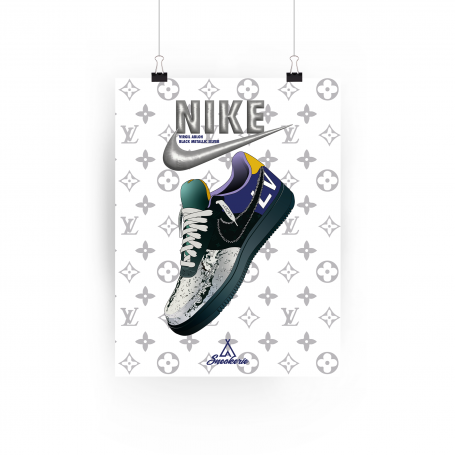 Poster Louis Vuitton Nike Air Force 1 Low black metallic silver | La Sneakerie