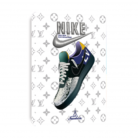 Louis Vuitton Nike Air Force 1 Low black Metallic Silver Print | La Sneakerie