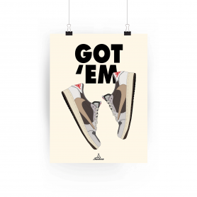 Nike Got'Em AJ 1 Travis Scott Mocha Poster Poster Nike Got'Em AJ 1 Travis Scott Mocha | La Sneakerie